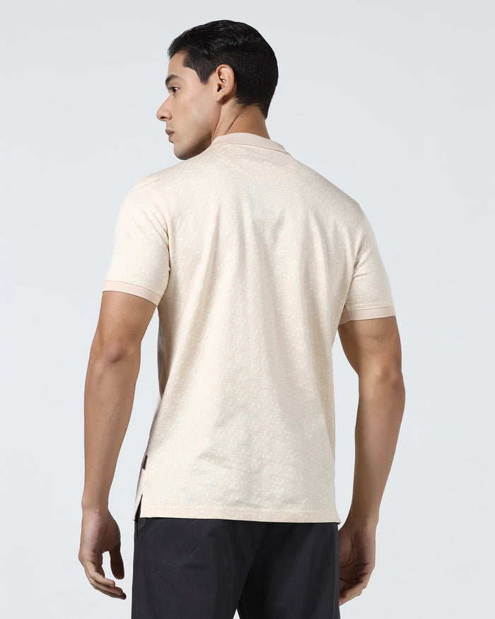 Beige Textured Polo - Sky