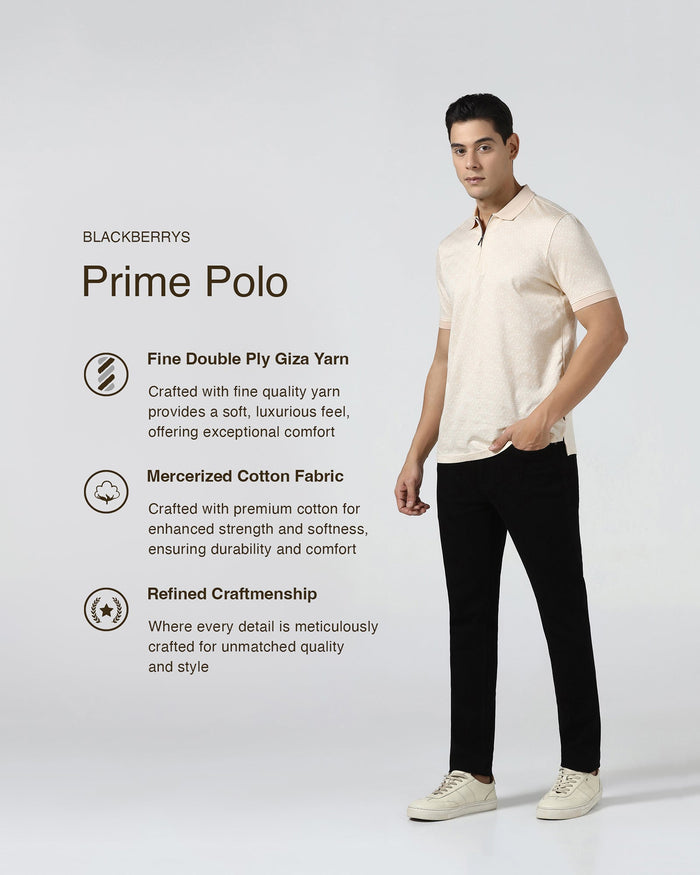 Beige Textured Polo - Sky