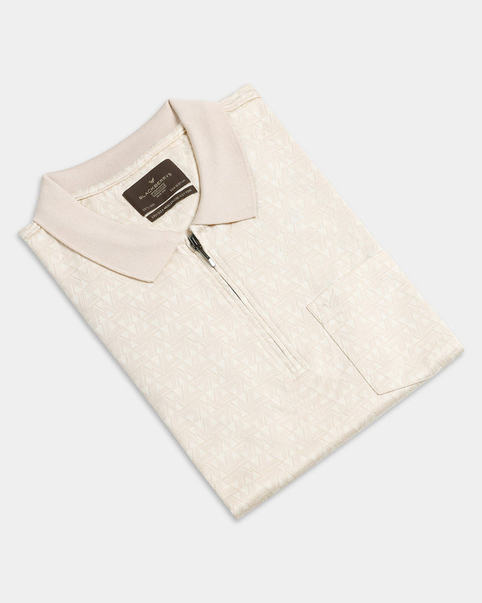 Beige Textured Polo - Sky