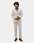 Beige Three Piece Textured Suit - Fidela