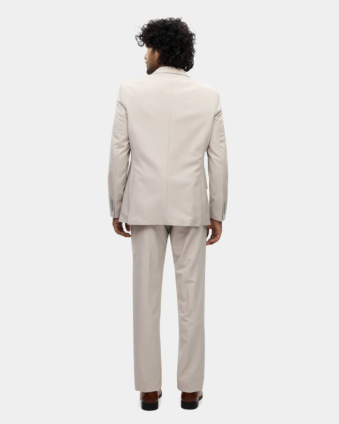 Beige Three Piece Textured Suit - Fidela