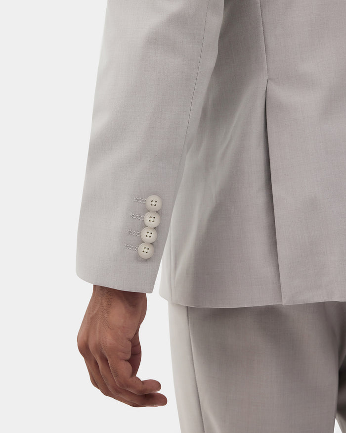 Beige Two Piece Solid Suit - Overon