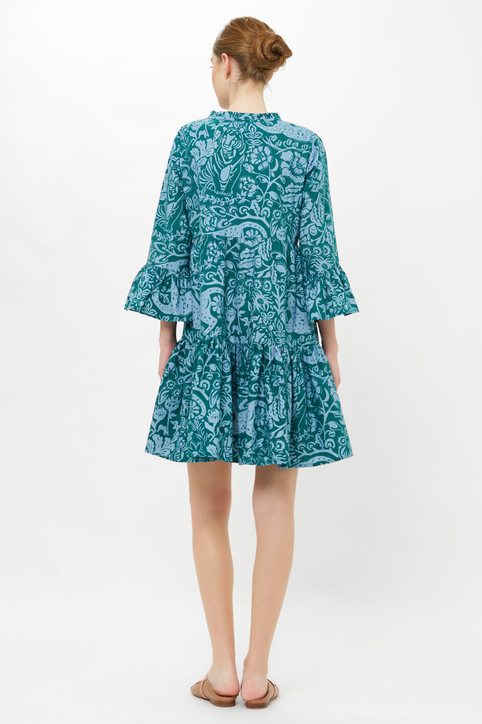 Bell Sleeve Tiered Mini- Singita Green
