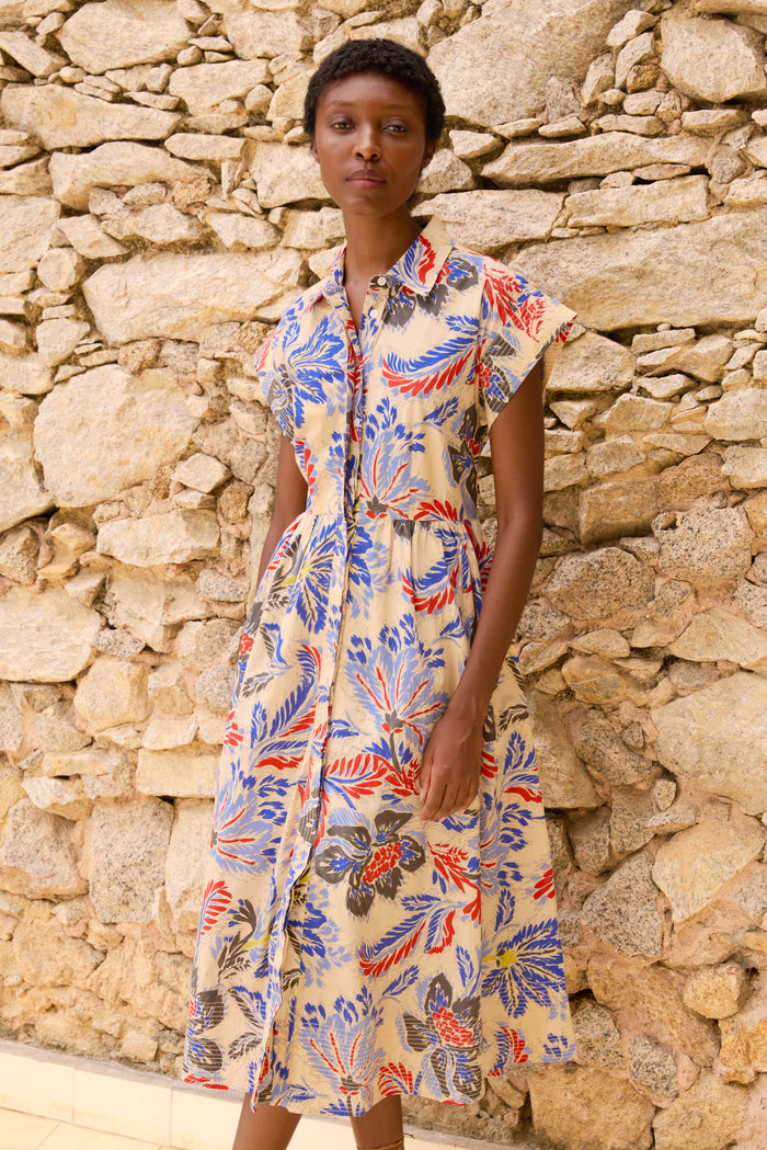 Belted Shirt Dress- Chennai Cobalt