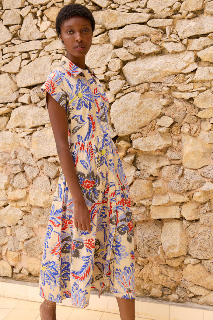 Belted Shirt Dress- Chennai Cobalt