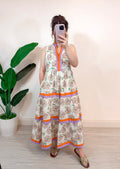 Entro lavender and orange floral maxi dress