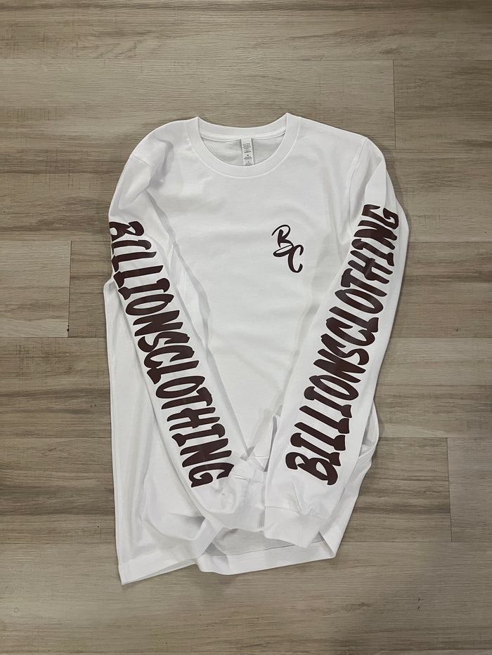 “Billionsclothing” Long Sleeve Tee (Brown/White)