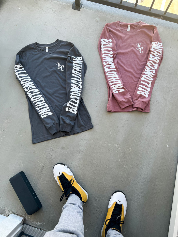 “Billionsclothing” Long Sleeve Tee (Mauve/White)
