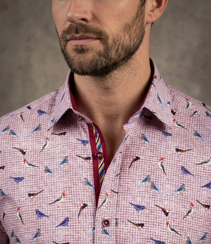 Bird Print Shirt with Matching Handkerchief