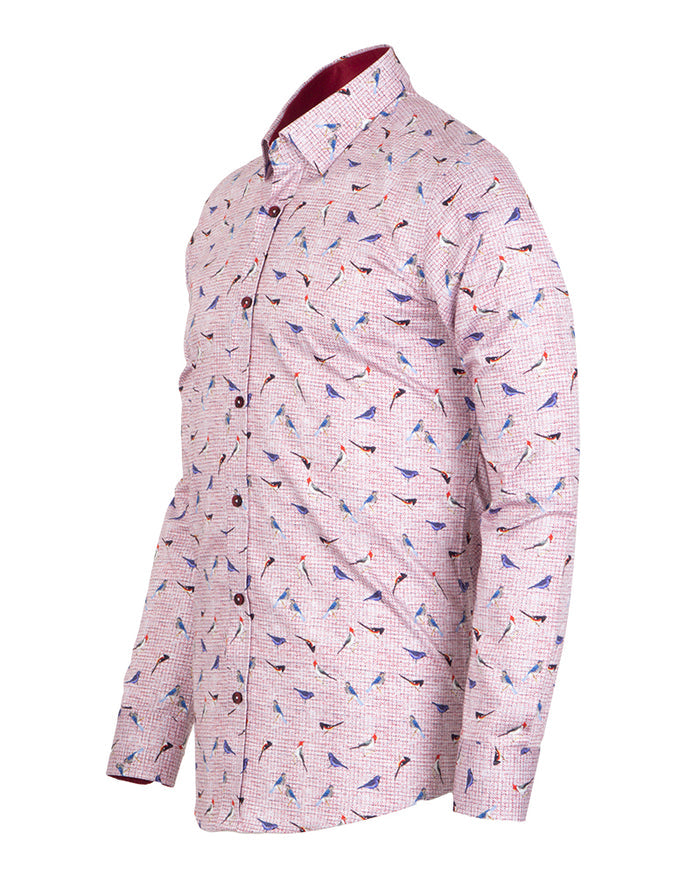 Bird Print Shirt with Matching Handkerchief-Makrom