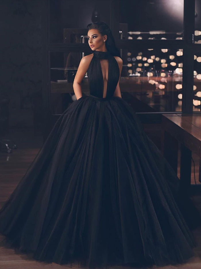 Black Backless Floor Length Prom Gown, Black Backless Long Formal Homecoming Graduation Dresses