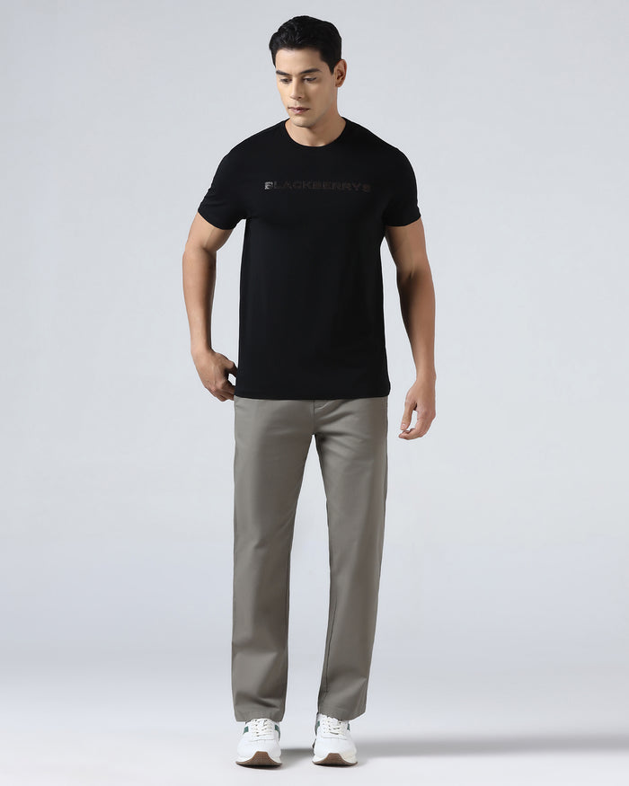 Black Crew Neck Printed T-Shirt - Jean