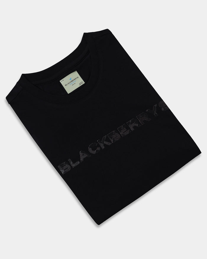 Black Crew Neck Printed T-Shirt - Jean