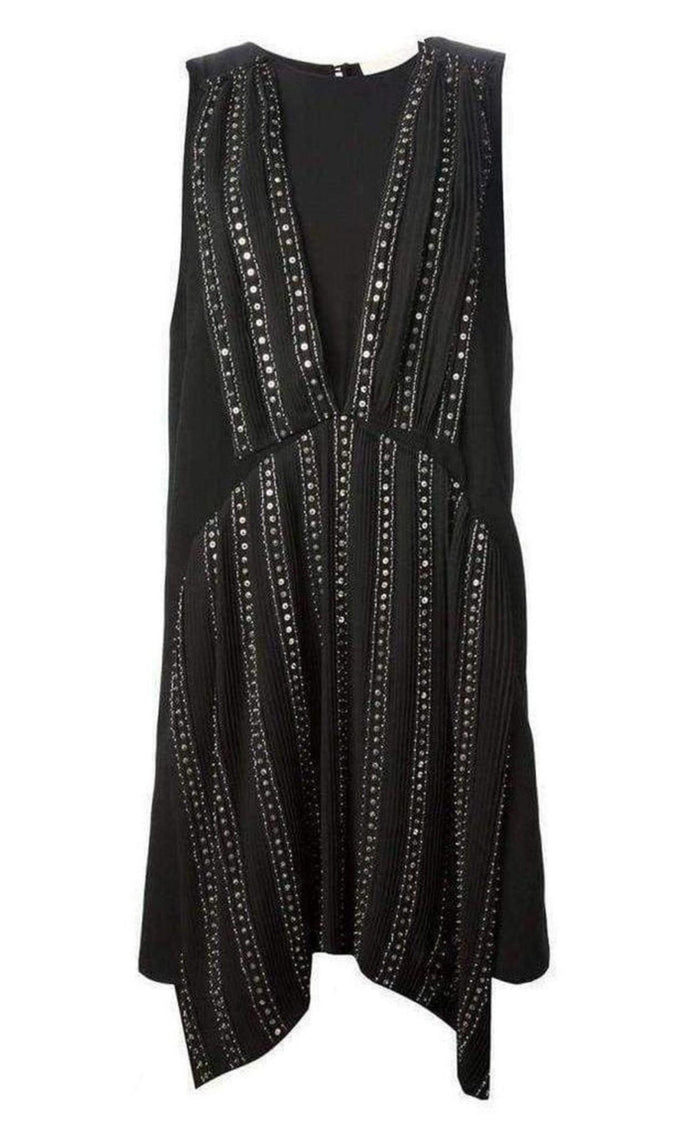 Vanessa Bruno Black Embellished Silk Cocktail Dress - Runway Catalog