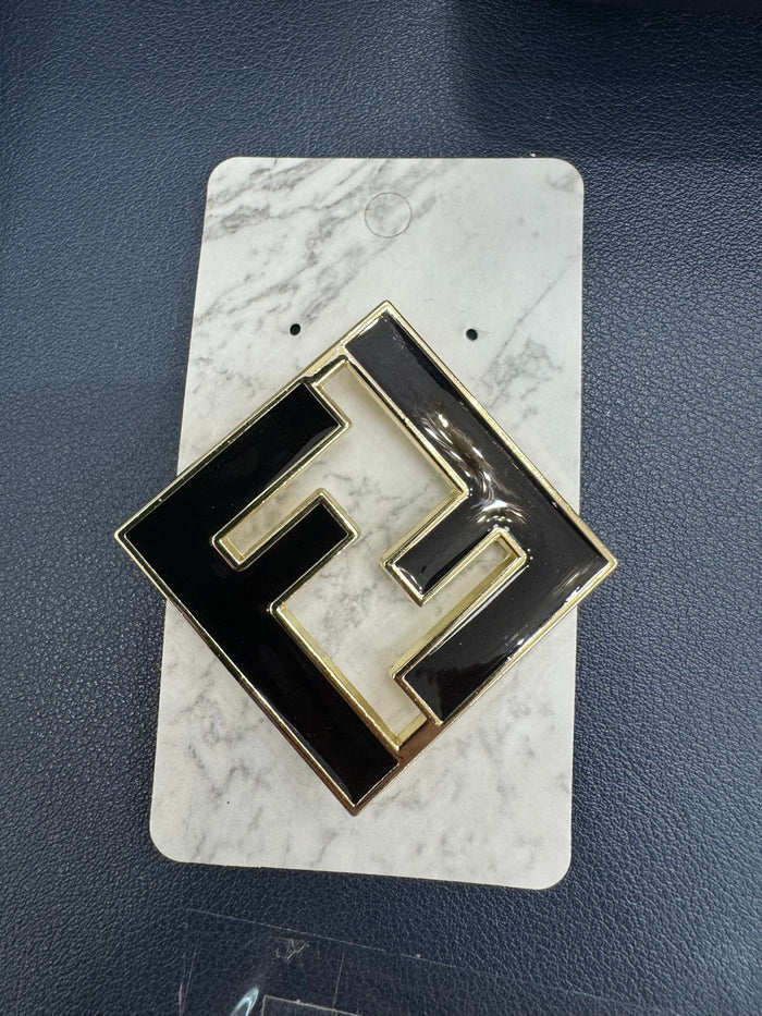 Black Geometric Brooch