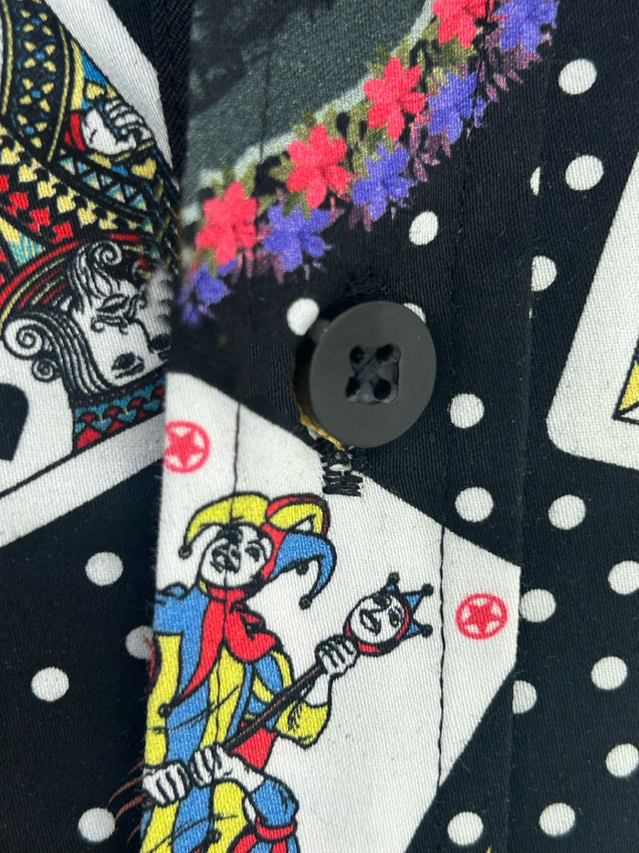 Black Playing Card Print Shirt with Matching Handkerchief-Makrom