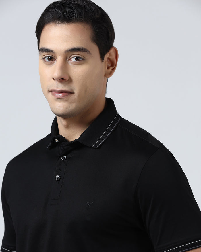 Black Solid Polo - Ram