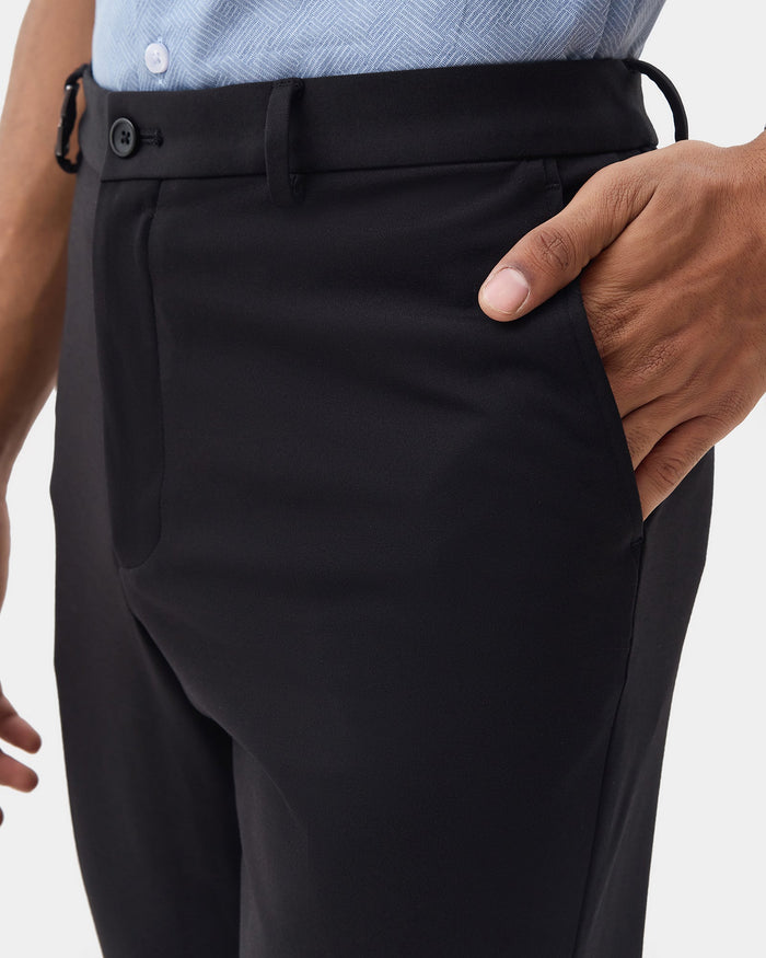 Black Solid Trouser - Oak