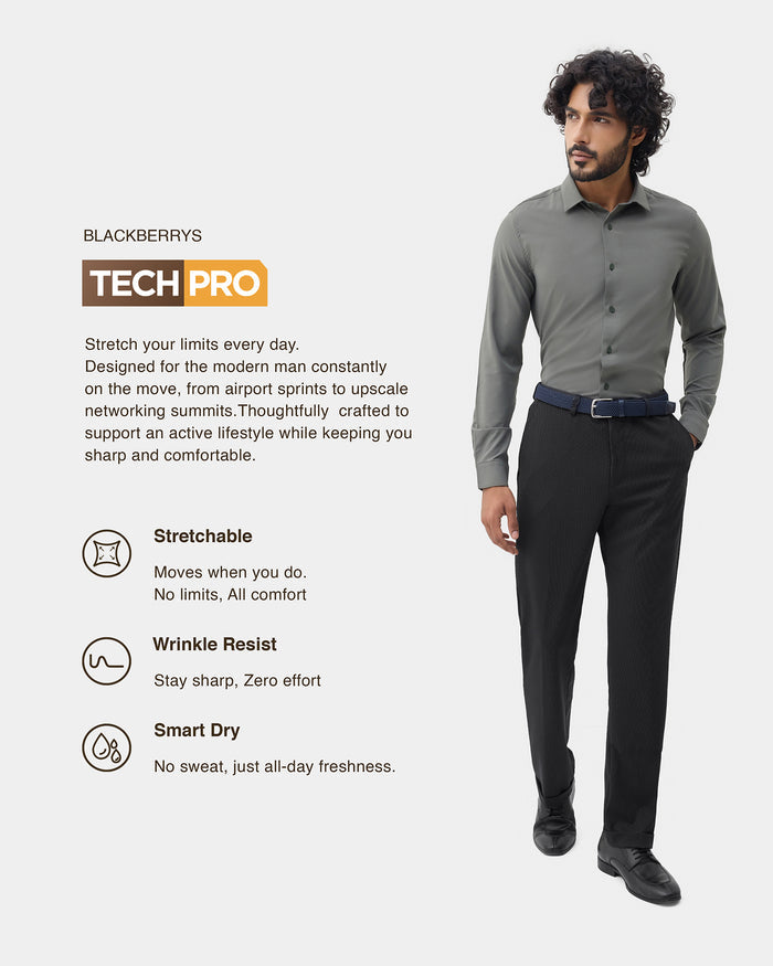 Black TechPro Textured Trouser - Meteor