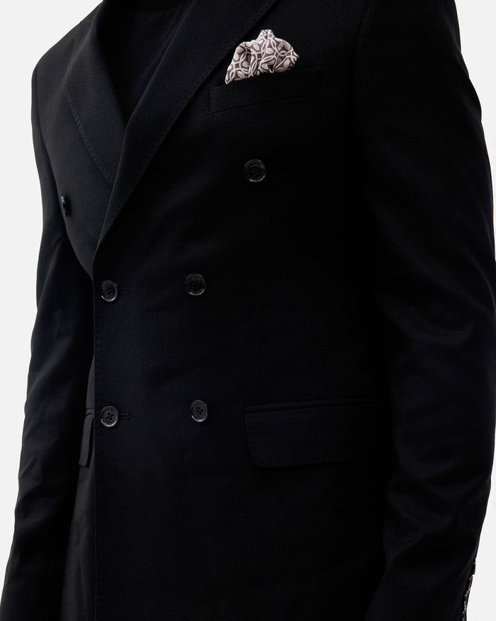 Black Textured Blazer - Kefo