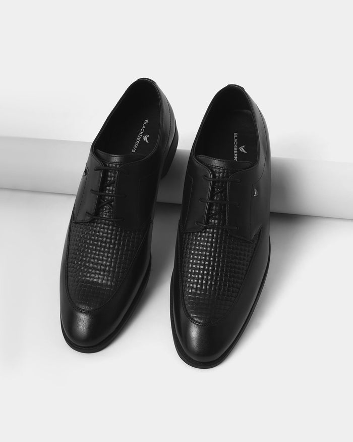 Black Textured Derby Shoes - Amazonian