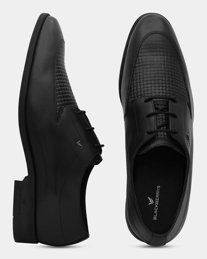 Black Textured Derby Shoes - Amazonian
