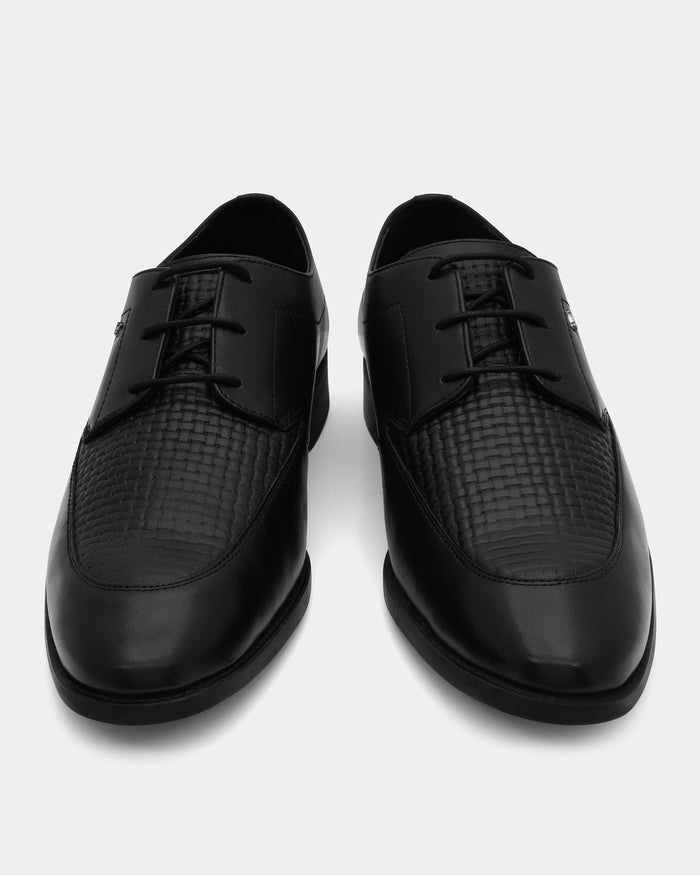 Black Textured Derby Shoes - Amazonian