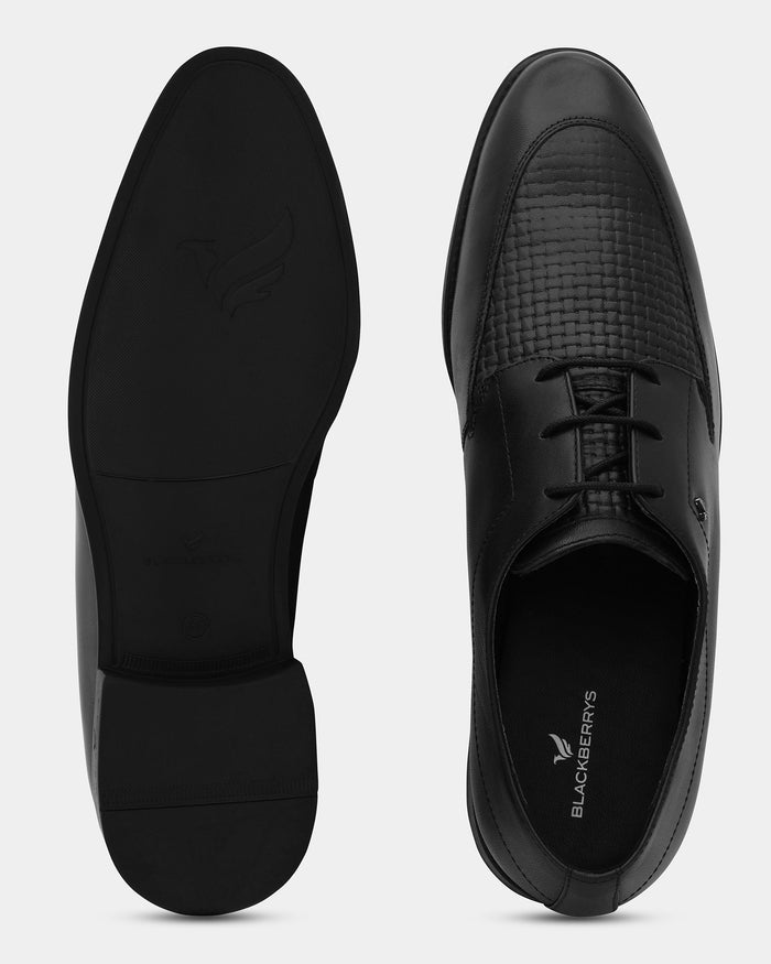 Black Textured Derby Shoes - Amazonian