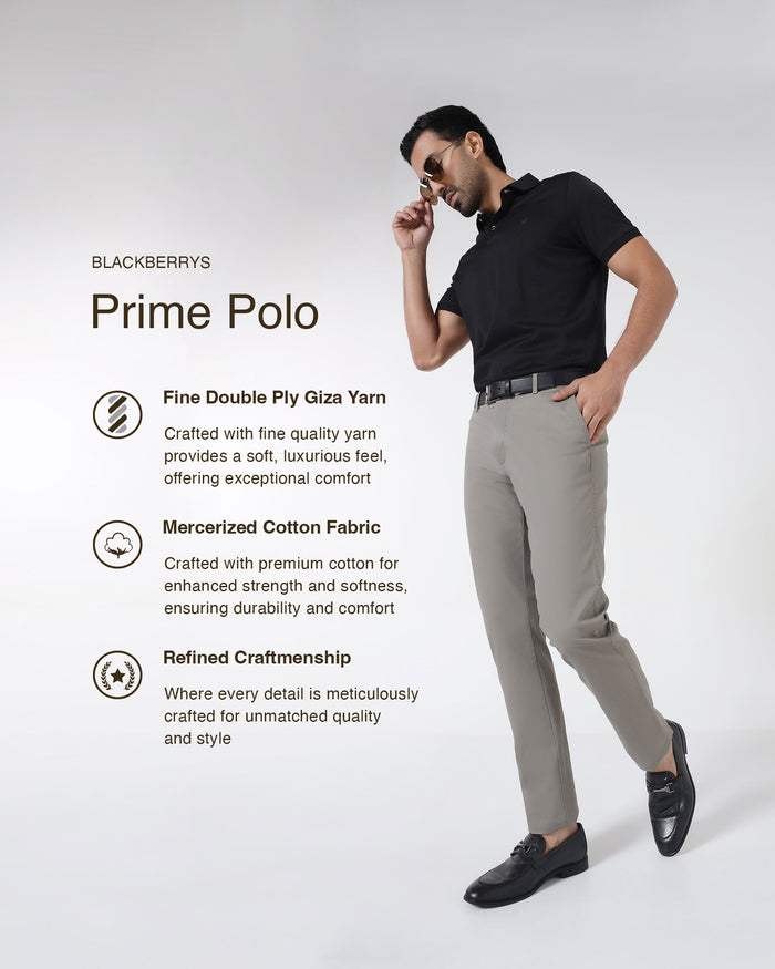 Black Textured Polo - Gama