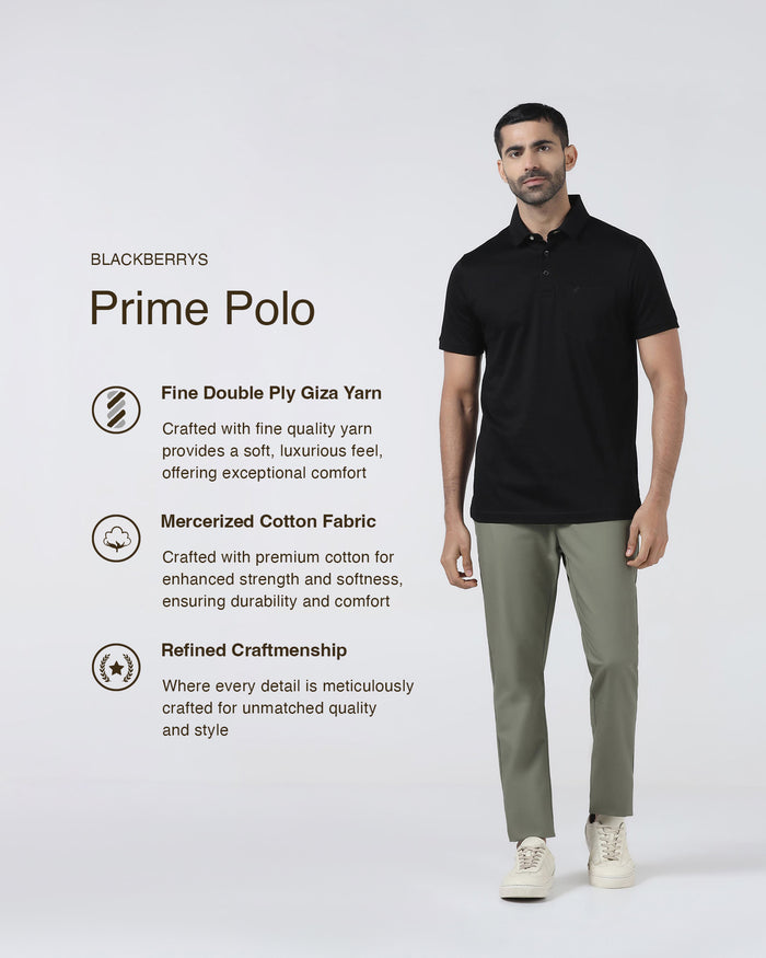 Black Textured Polo - Gama