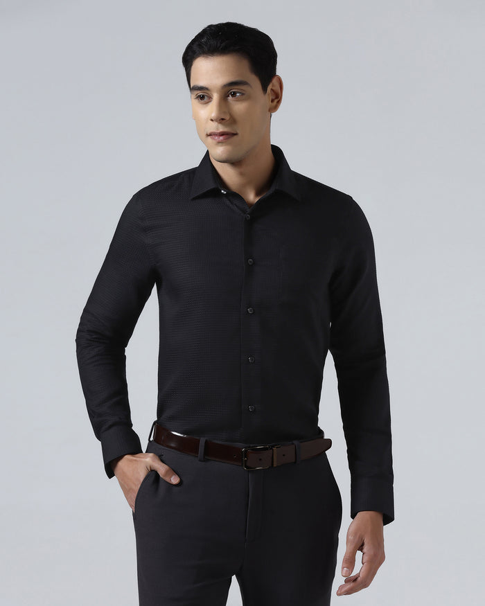 Black Textured Shirt - Skater