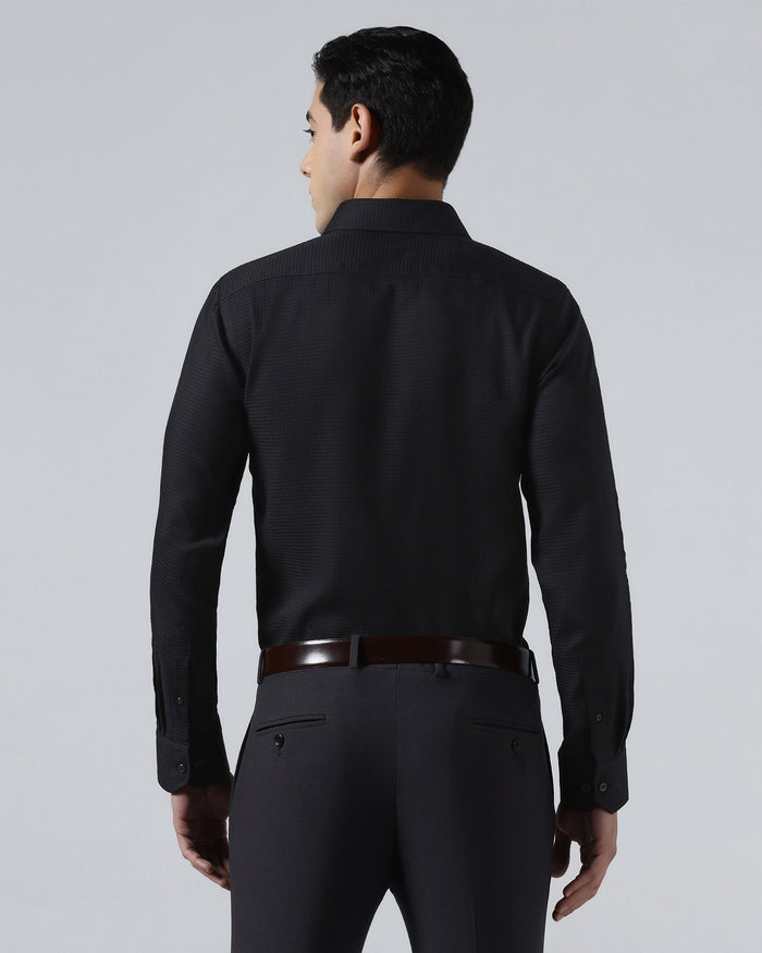Black Textured Shirt - Skater
