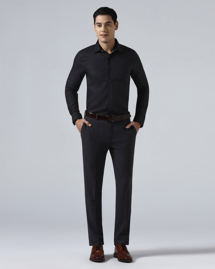 Black Textured Shirt - Skater