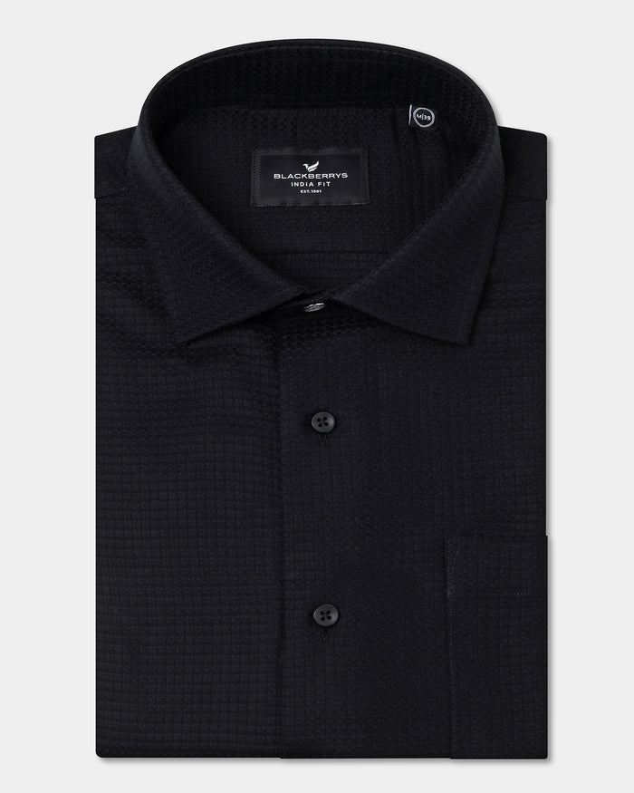 Black Textured Shirt - Skater