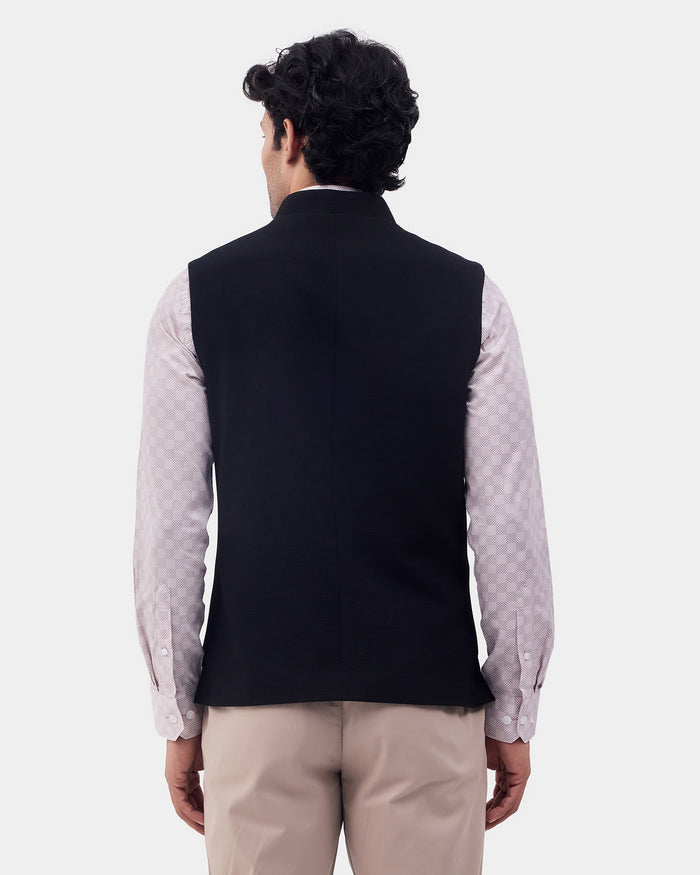 Black Textured Waistcoat - Prodigy