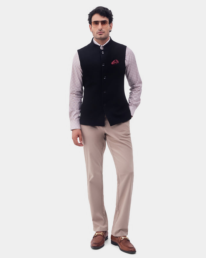 Black Textured Waistcoat - Prodigy