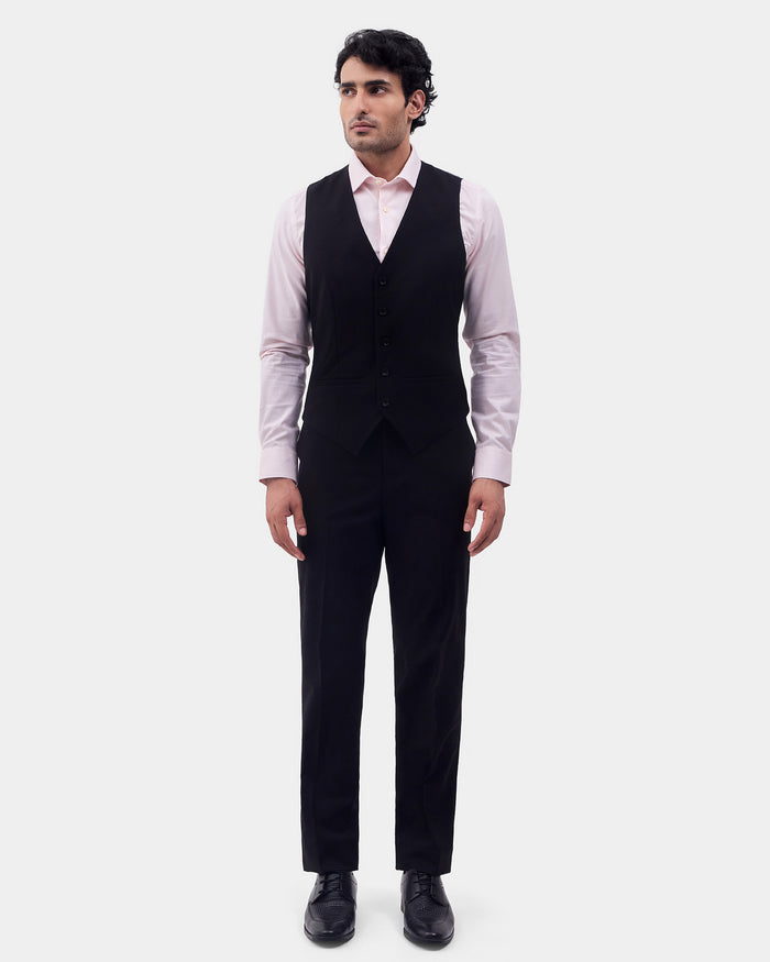 Black Three Piece Check Suit - Rebel