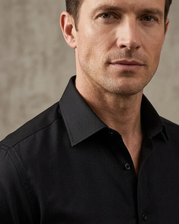 Black Twill Classic Single Cuff Shirt