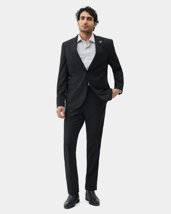 Black Two Piece Textured Suit - Atoll