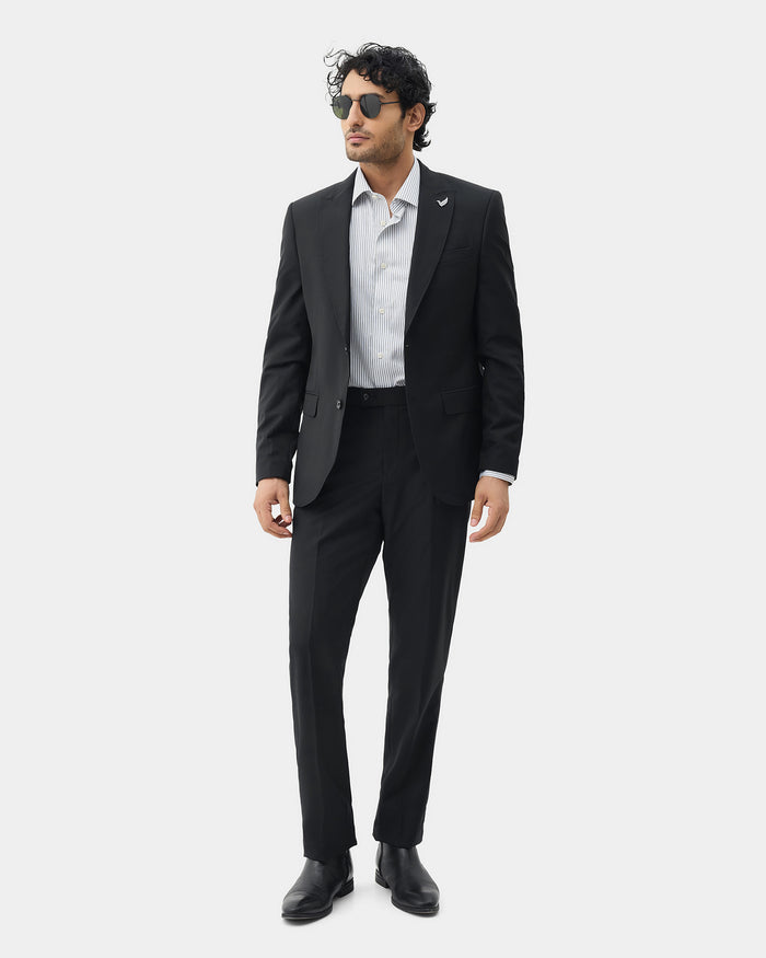 Black Two Piece Textured Suit - Atoll
