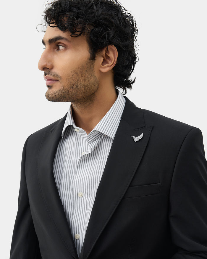 Black Two Piece Textured Suit - Atoll