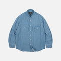 BLEACHED DENIM UTILITY SHIRT - MID BLUE