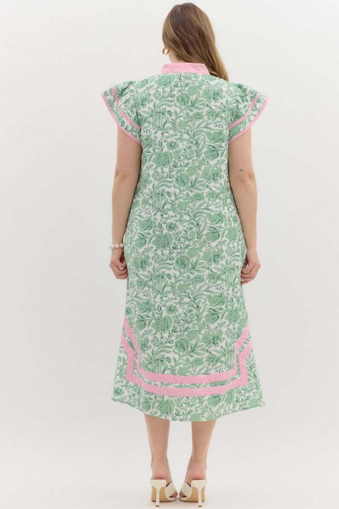 entro plus size floral green summer midi dress