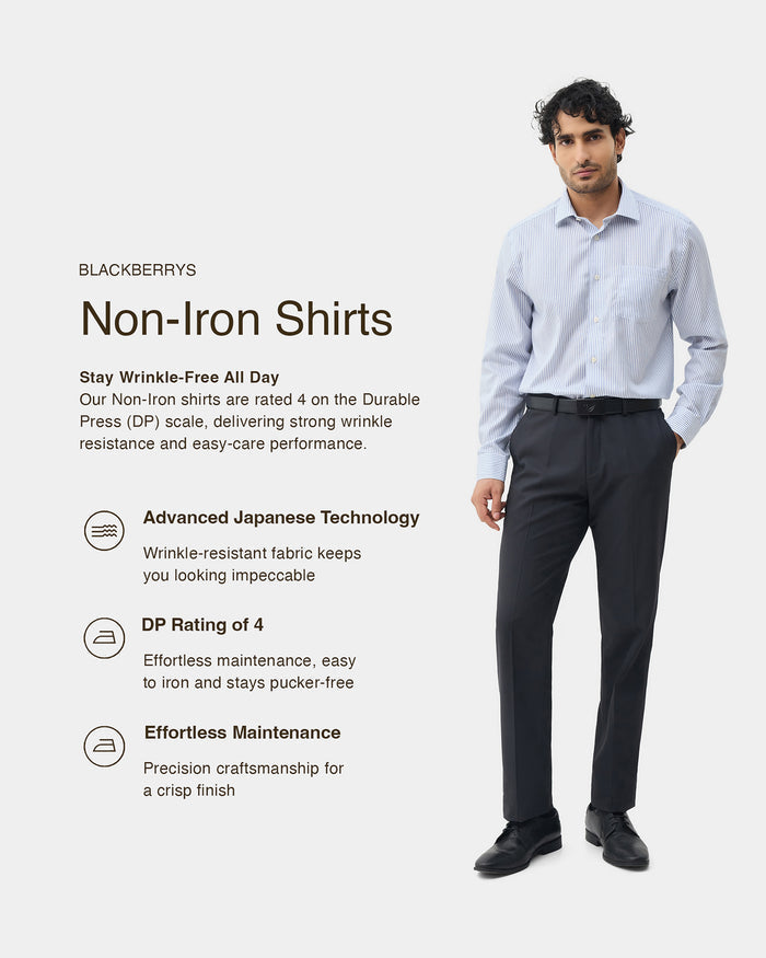 Blue Non Iron Stripe Shirt - Eden