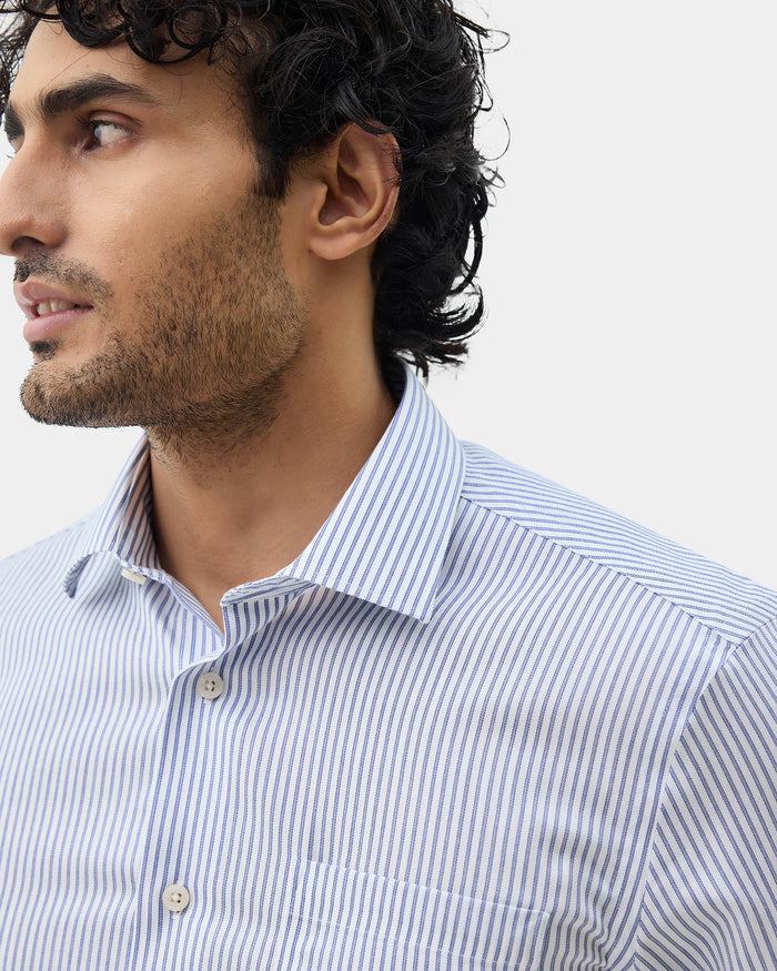 Blue Non Iron Stripe Shirt - Eden