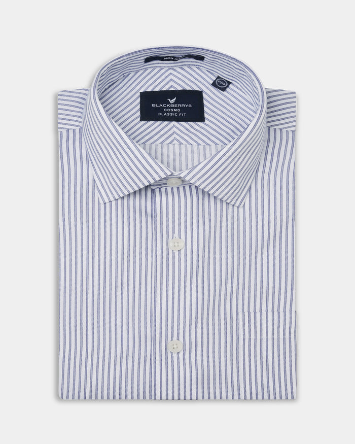 Blue Non Iron Stripe Shirt - Eden