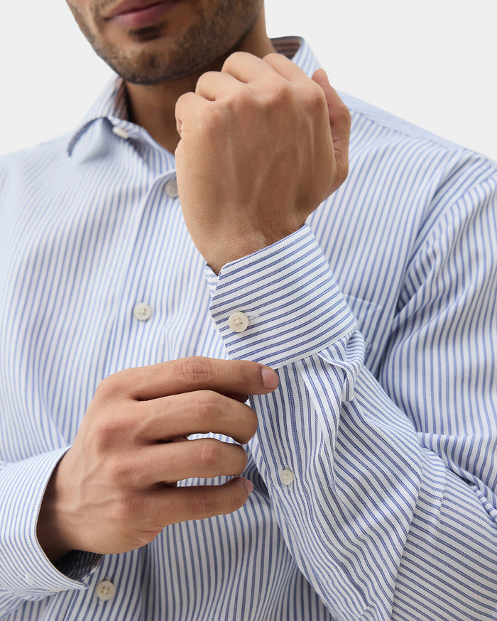 Blue Non Iron Stripe Shirt - Eden