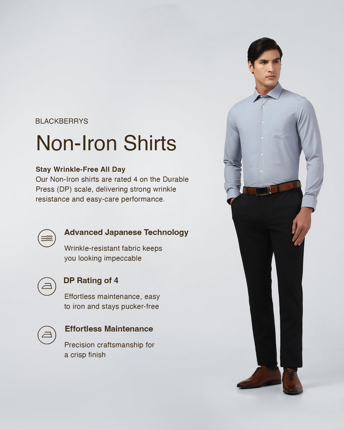 Blue Non Iron Textured Shirt - Russel E