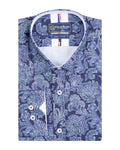 Blue Paisley Print Shirt with Matching Handkerchief-Makrom