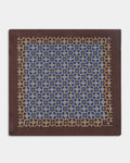 Blue Printed 100% Silk Pocket Square - Acorn